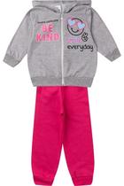 Conjunto Infantil Moletom Menina Com Capuz - Smile - Cinza