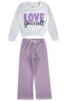 Conjunto Infantil Moletom Menina Love Yourself Cropped