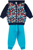 Conjunto Infantil Moletom Menino Com Capuz - Letras - Marinho