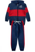 Conjunto infantil moletom menino gody bicolor com capuz e zíper azul marinho Conjunto infantil moletom menino gody bicolor com capuz e zíper azul marinho