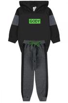 Conjunto infantil moletom menino gody com capuz preto Conjunto infantil moletom menino gody com capuz preto