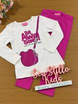 Conjunto Infantil Momi Inverno Calça Rosa e Blusa Bolsinha