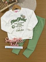 Conjunto Infantil Momi Inverno com Calça Verde e Casaco Branco Nem Trend