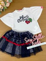 Conjunto Infantil Momi Verão Com Saia e Blusa Cerejinha