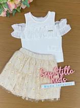 Conjunto Infantil Momi Verão Com Saia e Blusa Margaridas