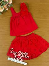 Conjunto Infantil Momi Verão Com Shorts e Blusa Vermelha