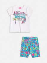 Conjunto Infantil Momi Verão Shorts Ciclista Azul e Blusa Summer