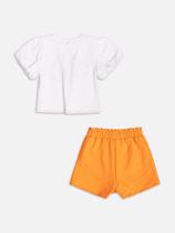 Conjunto Infantil Momi Verão Shorts Laranja e Blusa Cereja Doce