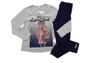 Conjunto Infantil n.04 Menina Meia Estação Camiseta Manga Longa e Legging