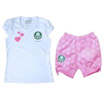 Conjunto Infantil Palmeiras Rosa Oficial Torcida Baby