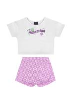 Conjunto Infantil para Menina com Blusa e Short-Saia Guloseima