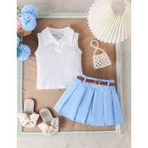Conjunto Infantil Patricinha Social Verão Camisa + Saia