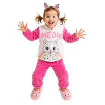 Conjunto Infantil Peluciado Rosa Gatinha Meow Crianças Conjunto Infantil Peluciado Rosa Gatinha Meow Crianças