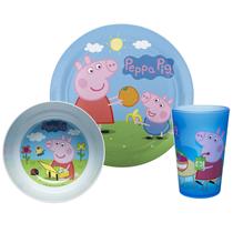 Conjunto Infantil Peppa Pig 3 peças, Livre de BPA, Durável