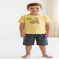 Conjunto Infantil PIPA Menino Estilo, Conforto e Diversão! COR:AMARELOTAMANHO:06