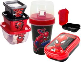 Conjunto Infantil Porta Lanche Homem Aranha 5 Itens Plasutil