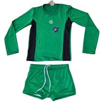 Conjunto Infantil Praia Piscina Menino 4 a 10 anos Manga Longa Proteção UV 50+ Dinossauro Verde Conjunto Infantil Praia Piscina Menino 4 a 10 anos Manga Longa Proteção UV 50+ Dinossauro Verde