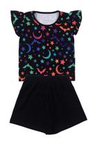 Conjunto Infantil Preto com Estampa de Morcego Neon - Destak Conjunto Infantil Preto com Estampa de Morcego Neon - Destak