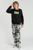 Conjunto Infantil Preto de Moletom Dino