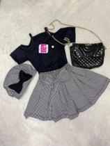 Conjunto infantil preto e cinza com boina Conjunto infantil preto e cinza com boina