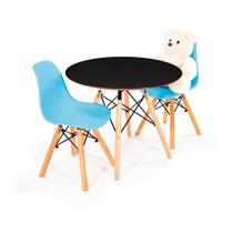Conjunto Infantil Preto Eames com 2 Cadeiras Eiffel Azul