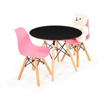 Conjunto Infantil Preto Eames com 2 Cadeiras Eiffel Rosa