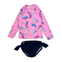 Conjunto Infantil Proteção Solar Uv Praia Blusa Maiô Biquíni