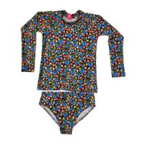 Conjunto Infantil Proteção UPF50+ Calcinha e Camiseta 7/8 Strawberry Blue Conjunto Infantil Proteção UPF50+ Calcinha e Camiseta 7/8 Strawberry Blue
