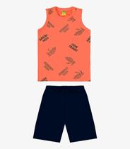 Conjunto Infantil Regata Com Bermuda Rovi Kids Laranja