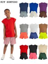 Conjunto Infantil Regata e Bermuda Menino e Menina, Roupas de Verão para Crianças