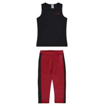 Conjunto Infantil Regata E Legging Preto Vermelho UV50+DRY Conjunto Infantil Regata E Legging Preto Vermelho UV50+DRY