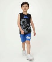 Conjunto Infantil Regata Pantera Negra Marvel Tam 4 a -62048 Conjunto Infantil Regata Pantera Negra Marvel Tam 4 a -62048