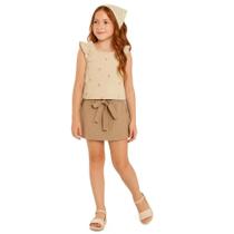 Conjunto Infantil Regata Short Saia Flores Delicadas Angerô Conjunto Infantil Regata Short Saia Flores Delicadas Angerô