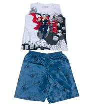 Conjunto Infantil Regata Thor Estampado Bermuda Em Tactel