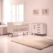 Conjunto Infantil Retrô Rosa Quasar: Berço Quasar Mini Cama + Cômoda Diana