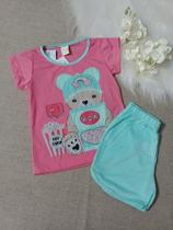 Conjunto infantil rosa com azul