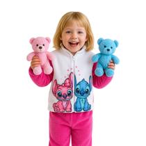 Conjunto Infantil Rosa Estampado Casal Fofo Inverno Crianças