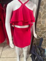 Conjunto infantil rosa feminino tamanho G veste 5 á 7 anos