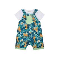 Conjunto Infantil Roupa Bebê Jardineira Macacão Safari Com Body Manga Curta Lucboo