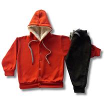 Conjunto Infantil Roupa de Frio Moletom Basico Grosso Capuz Bebê - Timiliki