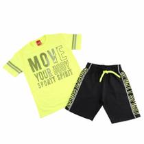 Conjunto Infantil Roupa Menino Camiseta Estampa Move + Bermuda Move Your Body Kyly Conjunto Infantil Roupa Menino Camiseta Estampa Move + Bermuda Move Your Body Kyly