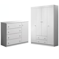 Conjunto Infantil Roupeiro e Comoda Elisa MDF Branco Pheonix Baby Conjunto Infantil Roupeiro e Comoda Elisa MDF Branco Pheonix Baby