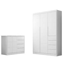 Conjunto Infantil Roupeiro e Comoda Eloa MDF Branco Pheonix Baby