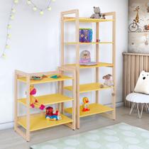 Conjunto Infantil Rustico Montessoriana Estante Colore Maior 5 Prateleiras e Menor 3 Prateleira.