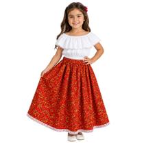 Conjunto Infantil Saia Carimbó e Danças - Vermelho/Verde - M