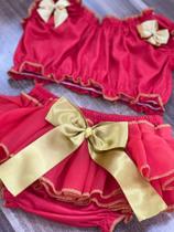 Conjunto infantil saia de babado (tamanho Único )