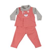 Conjunto Infantil Salopete Calça e Body Suedine 100% Algodão