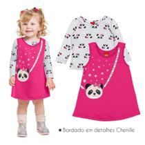 Conjunto Infantil Salopete Moletinho e Blusa em Malha Manga Longa Estampado Kyly