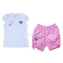 Conjunto Infantil São Paulo Branco e Rosa Torcida Baby Conjunto Infantil São Paulo Branco e Rosa Torcida Baby