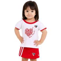 Conjunto Infantil São Paulo Feminino Short Saia Oficial